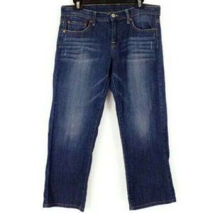 Lucky Brand Easy Rider Blue Stonewash Distressed Denim Capri Jeans Womens Size 8